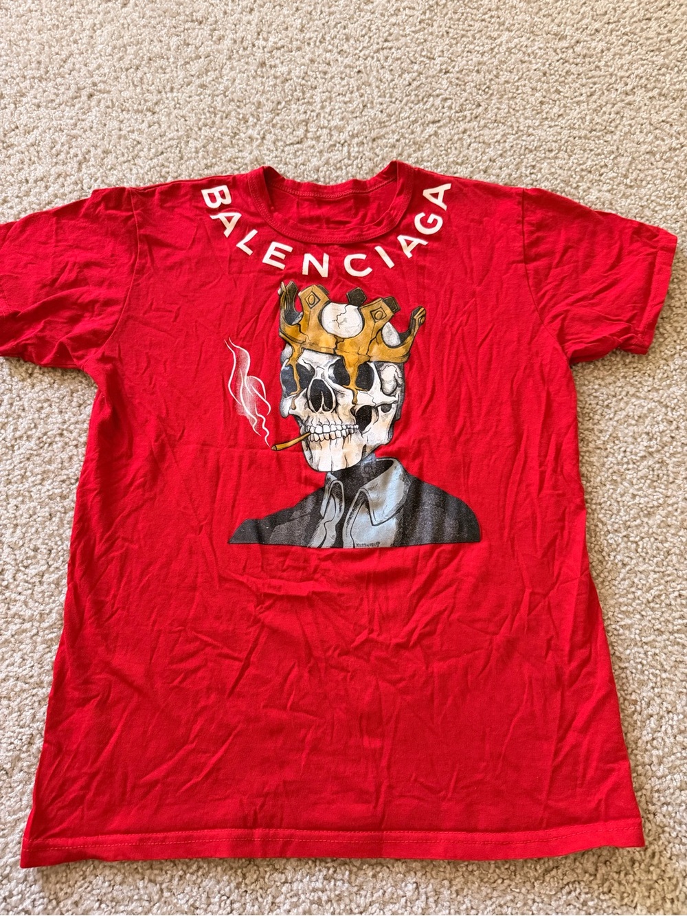 Balenciaga Red Skull Crown Graphic Tee